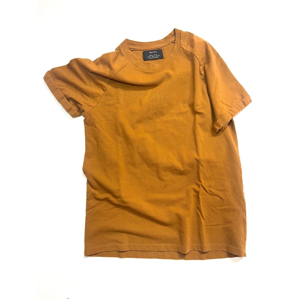 Bershka‎ Mens Regular Fit T-Shirt Mustard Orange Raglan Sleeve Size Small S
